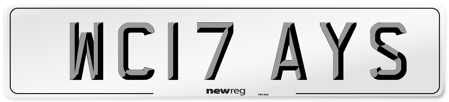 WC17 AYS Number Plate from New Reg